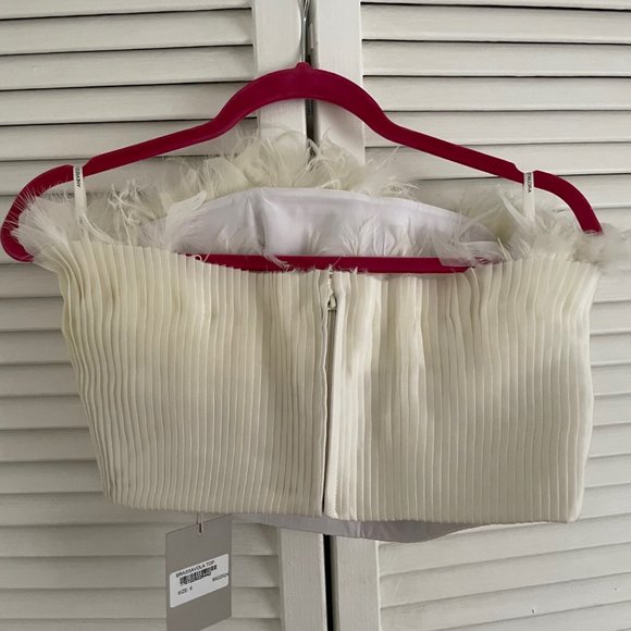 NWT 30% Off-Andres Otalora Brassavola Feather-Embellished Silk-Organza Top -US 6 - Picture 8 of 14